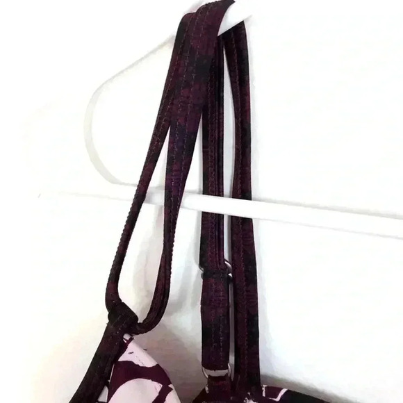 Athleta Purple Floral Ruched Tankini / Bikini Top - Picture 4 of 10